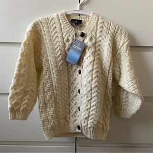 cable knit wool cardigan